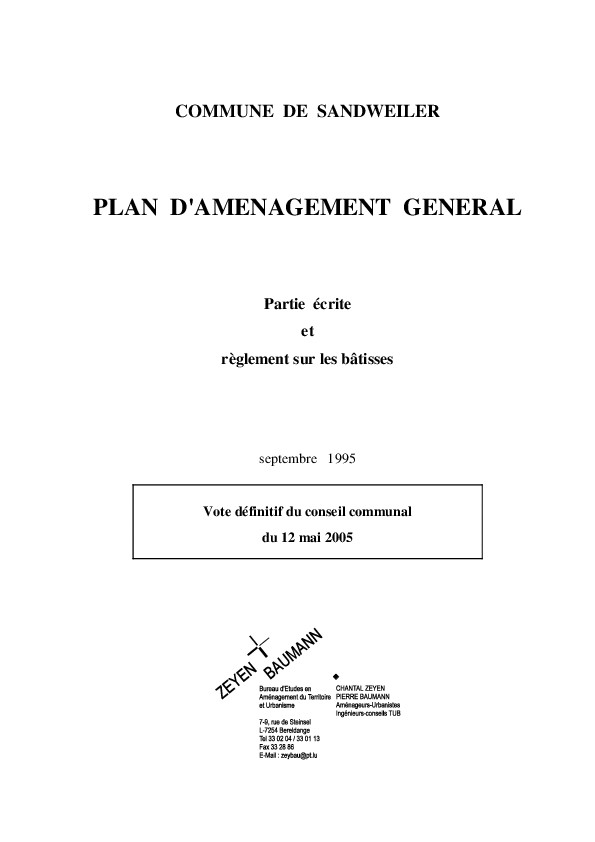 Règlement sur les bâtisses (Sandweiler & Findel)