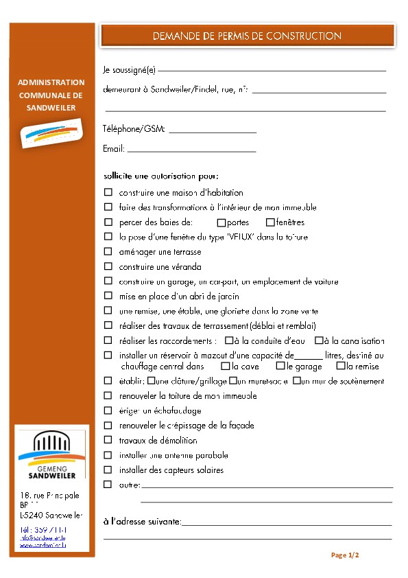 Demande de permis de construction