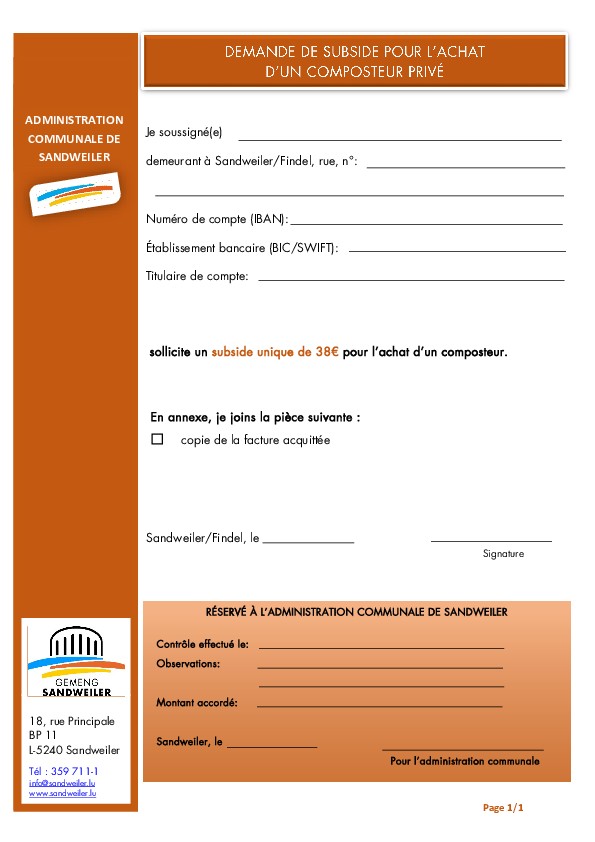 Demande Subside achat composteur privé