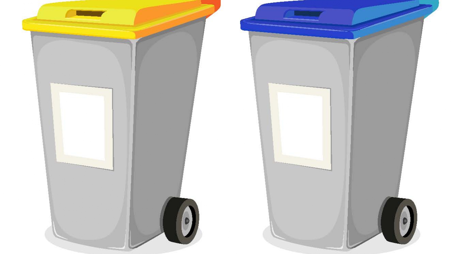 poubelle jaune et bleu