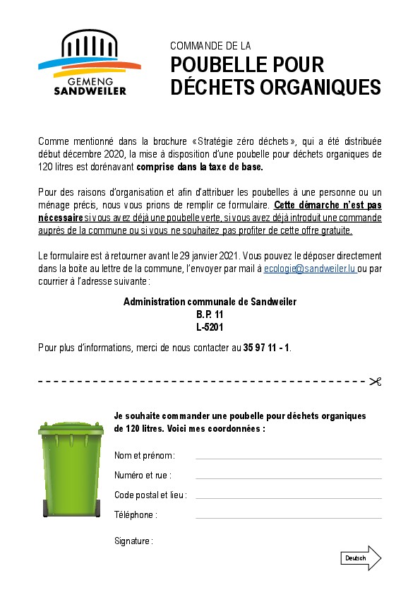 Commande poubelle verte