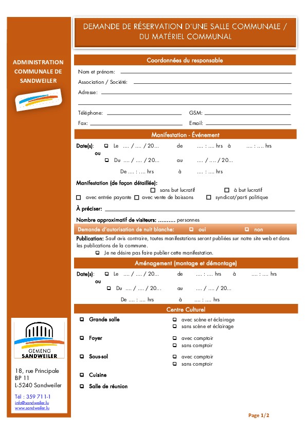 demande location centre culturel - associations