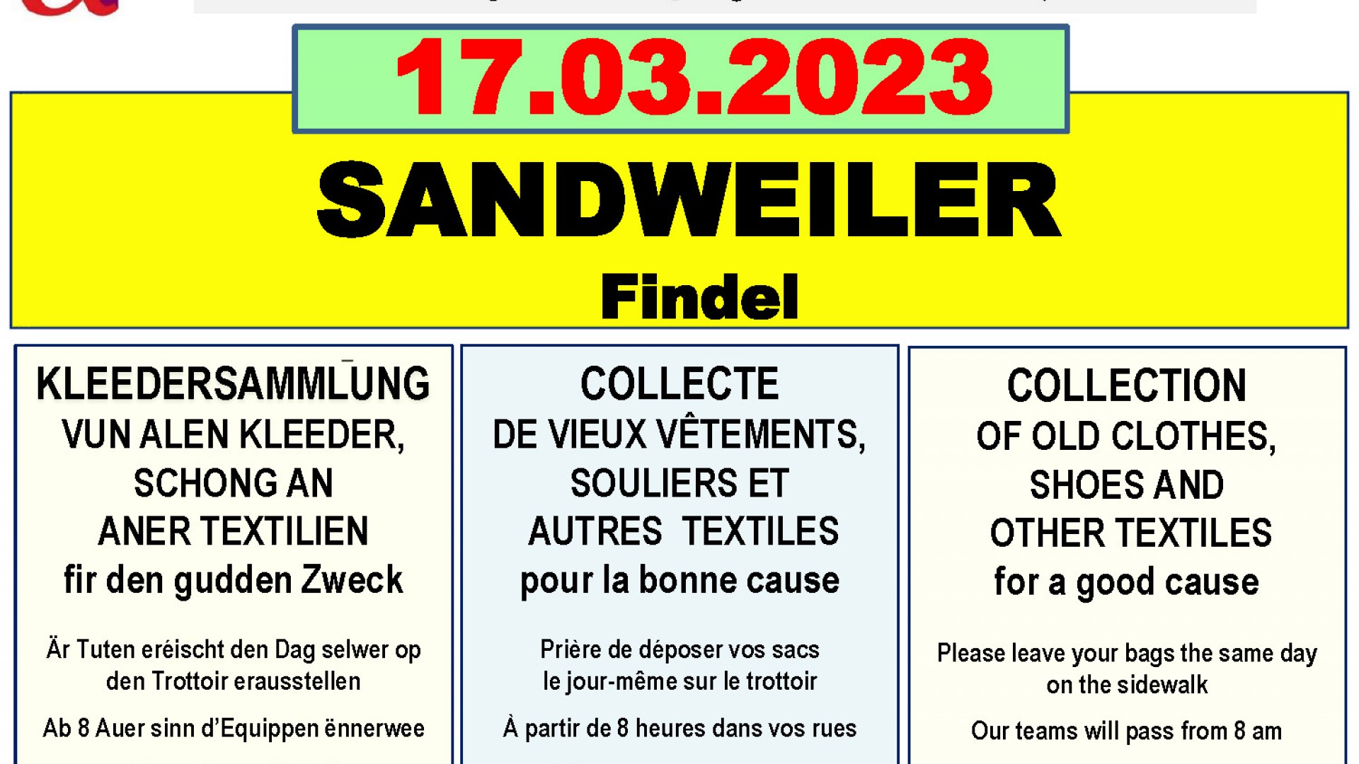 Collecte tract 2023 Sandweiler