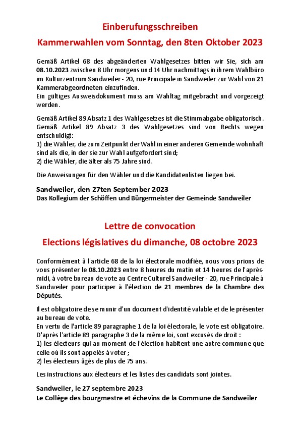 Convocation - Einberufungsschreiben