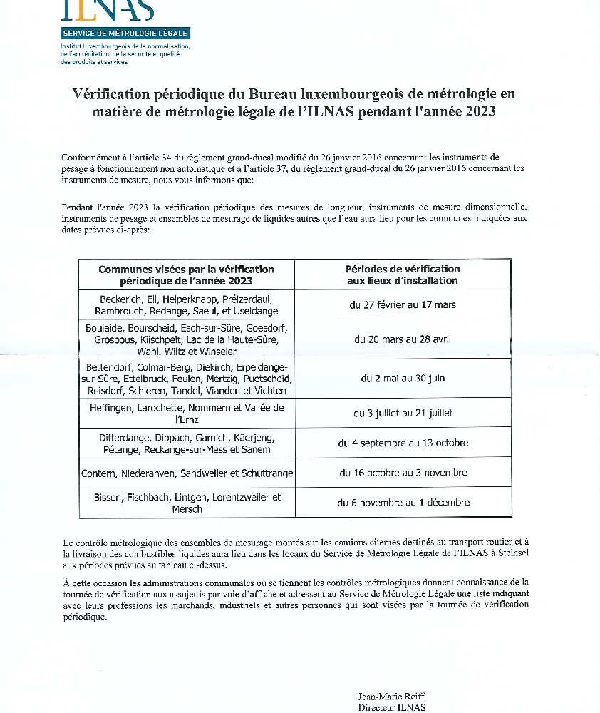 Vérififcation périodique ILNAS 2023